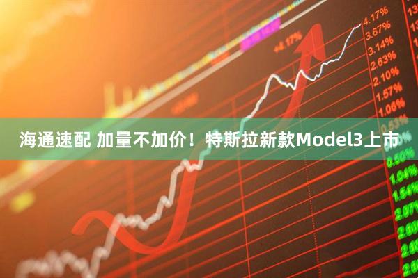海通速配 加量不加价！特斯拉新款Model3上市